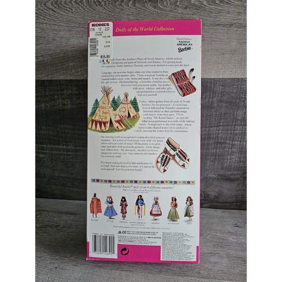 1994 Mattel Native American Barbie Doll Third Edition Dolls of The World 12699 - Picture 7 of 8